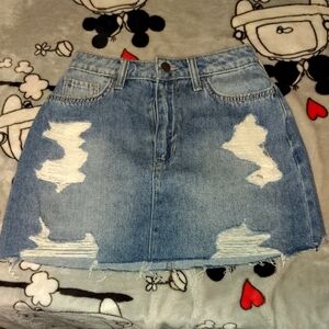 Hollister Blue Distressed Mini Skirt